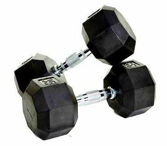 MORGAN STRENGTH EQUIPMENT Training Rubber Hex Dumbbells - Pair (2-35Kg)
