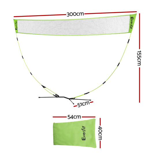 Everfit 3M Badminton Tennis Net Portable Volleyball Kit Yellow