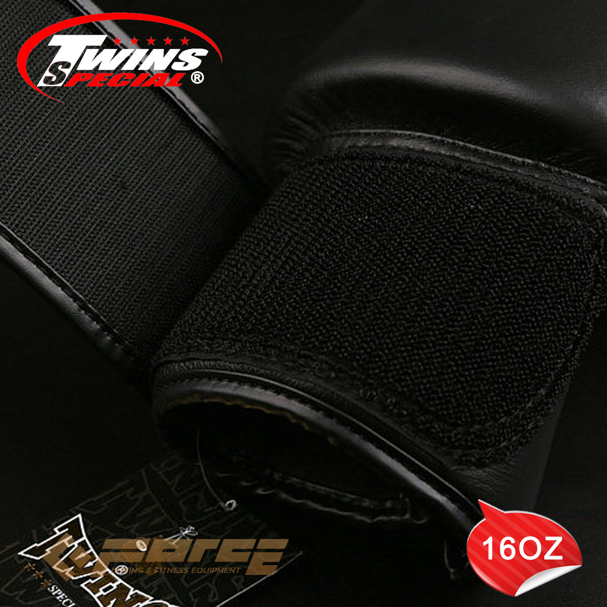 TWINS Pro Leather Boxing Gloves Black 16oz BGVL-3
