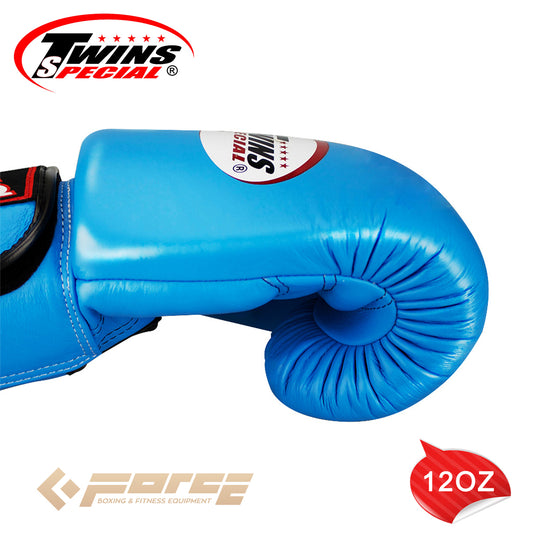 TWINS Pro Leather Boxing Gloves Blue 12oz BGVL-3