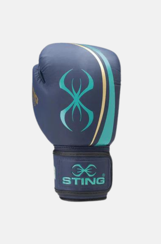 STING Aurora Womens Boxing Gloves navy and gold detail
