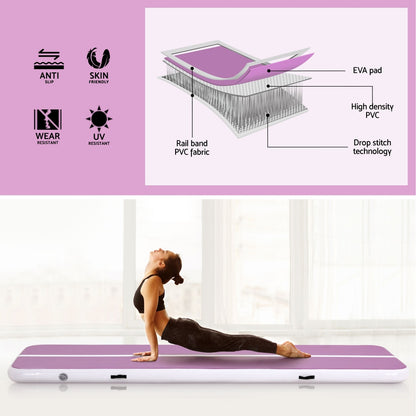 Everfit 3M Air Track Gymnastics Tumbling Exercise Cheerleading Mat Inflatable Purple