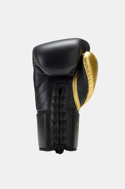 STING Evolution Lace Up Fight Gloves black and gold palm