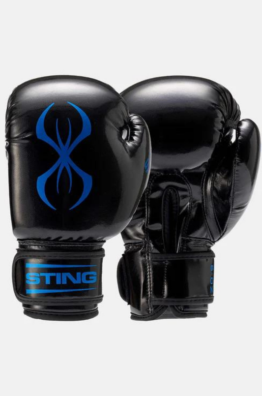 STING Arma Junior Boxing Gloves in black and blue