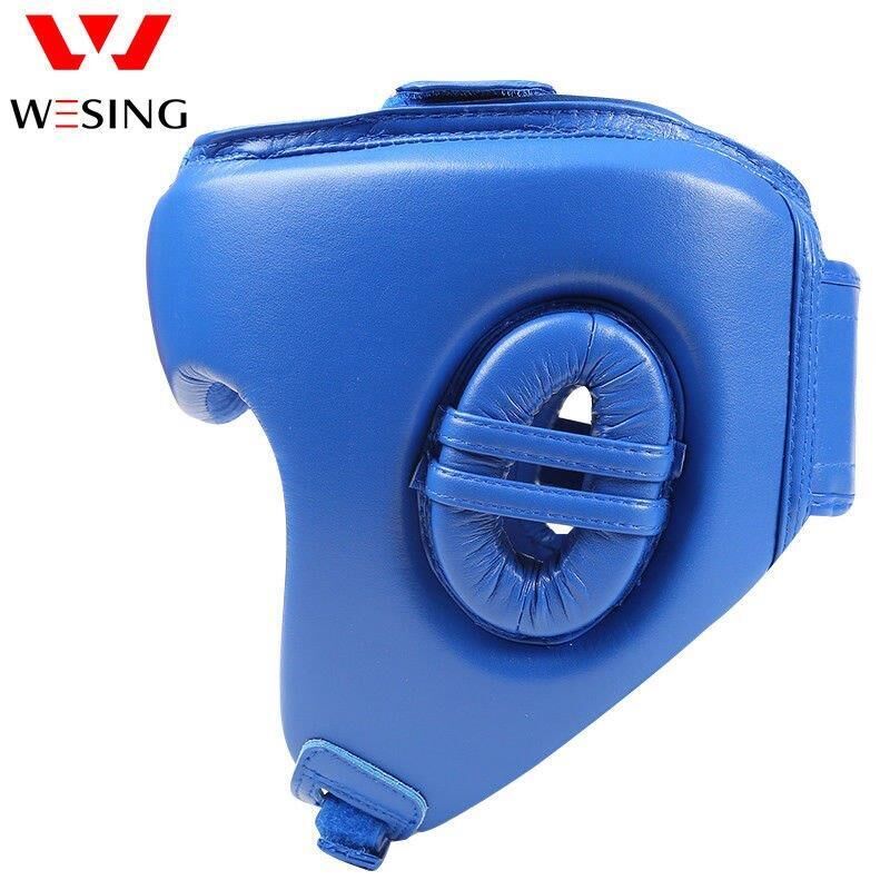 MORGAN WESING IBA Approved Leather Head Guard - Boxing Head Guard - BLU
