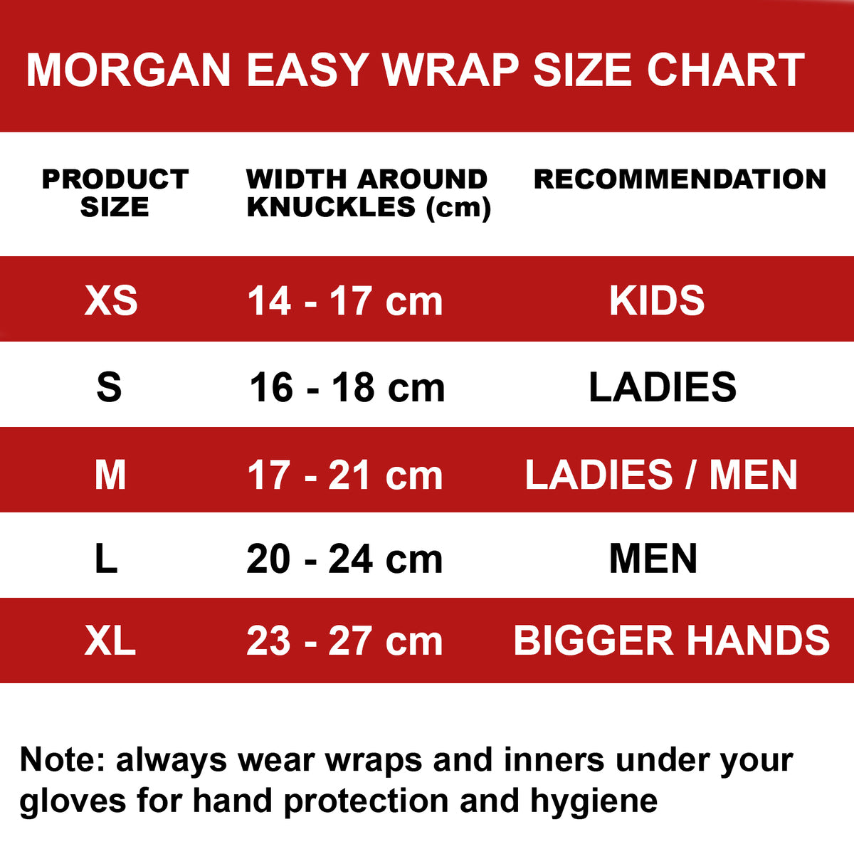 MORGAN Elasticated Easy Hand Wraps Muay Thai Boxing MMA UFC - Boxing Hand Wraps - BLACK