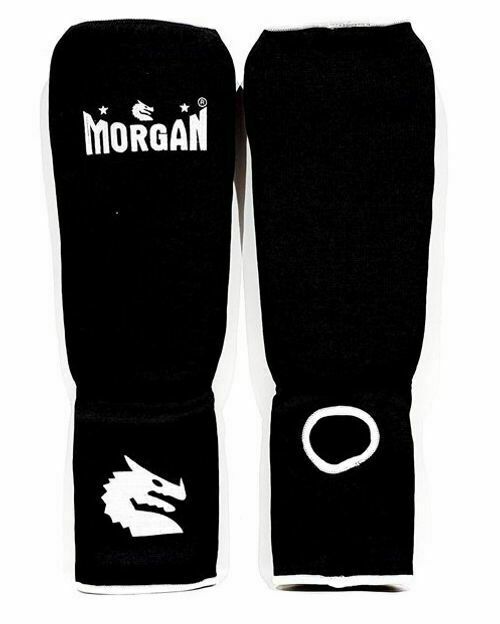 MORGAN Elastic Muay Thai Boxing Shin & Instep Muay Thai Boxing Shin Protectors - BLACK