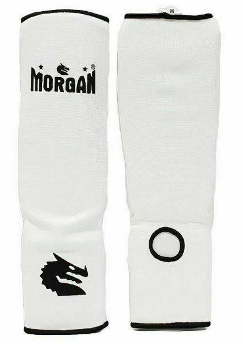MORGAN Elastic Muay Thai Boxing Shin & Instep Muay Thai Boxing Shin Protectors - white