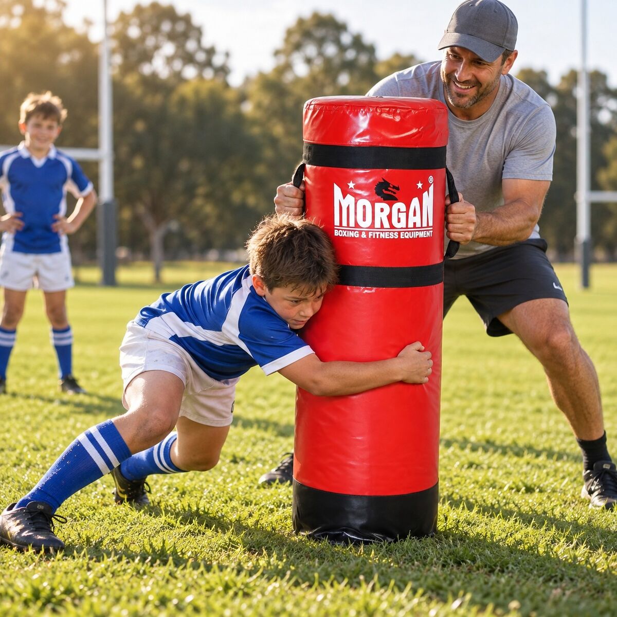 MORGAN 3Ft Strike Shield NRL Rugby League Tackle Bag - rugby training action