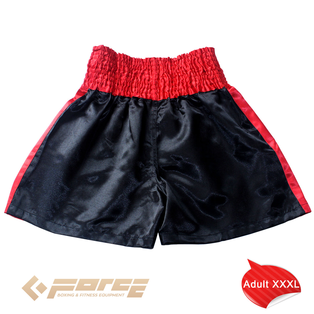 Adults Boxing Pants Satin Black Redstrip
