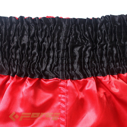 THAIBOXING Adults Boxing Pants Satin Red Blackstrip - Boxing & MMA Shorts