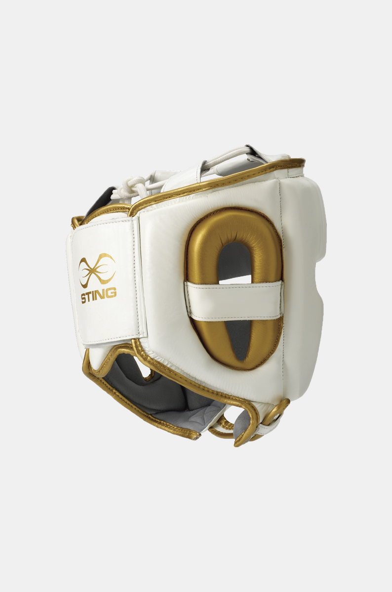 STING Viper Gel Full Face Head Guard — White/Gold