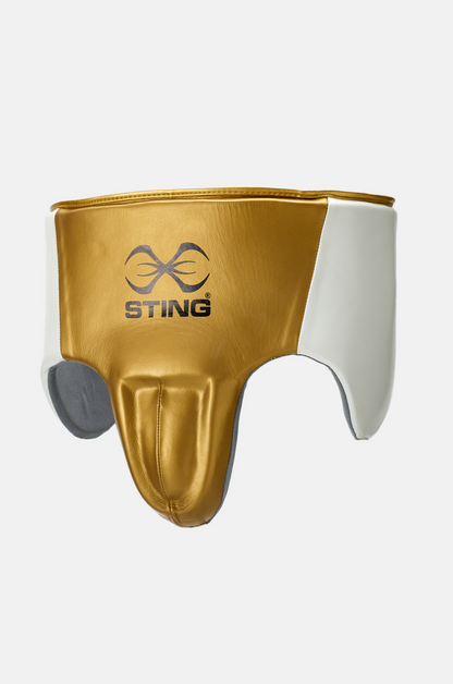 STING Pro Leather Abdominal Guard — White/Gold