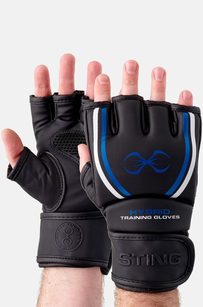 STING MMA Training Gel Hybrid Glove — Black/Blue