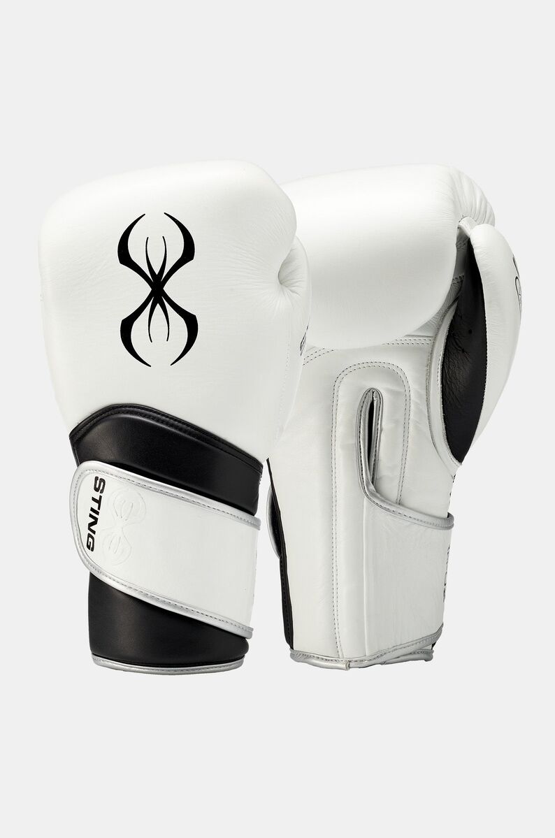 STING Viper X Sparring Glove — White/Black/Silver