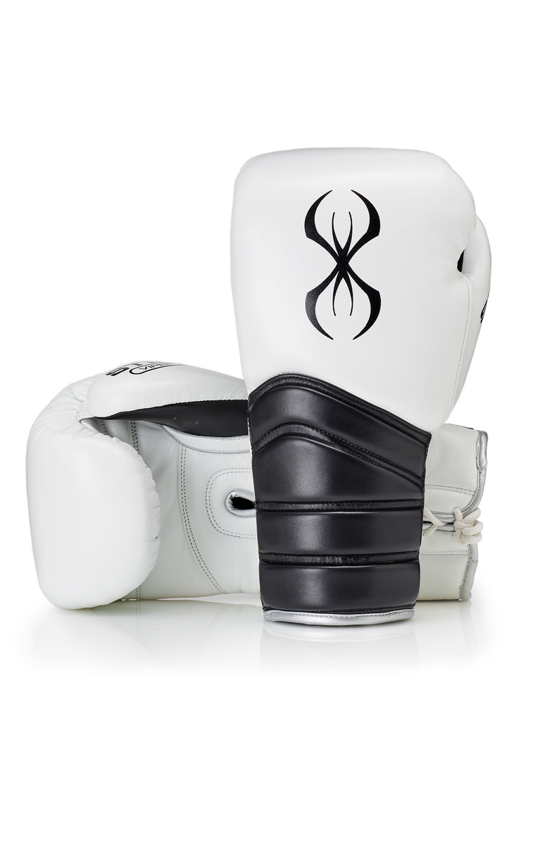 STING Viper X Boxing Gloves Lace Up — White/Black/Silver