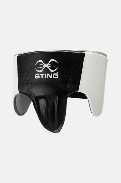 STING Pro Leather Abdominal Guard — White/Black/SIlver