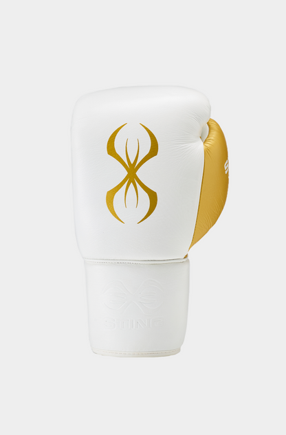STING Evolution Fight Glove Lace Up — White/Gold