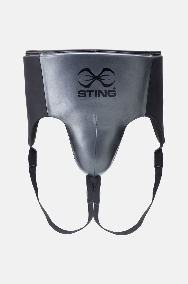 STING Pro Leather Abdominal Guard — Black/Grey