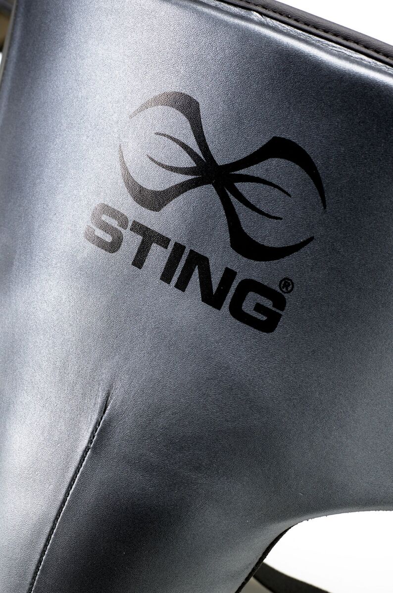 STING Pro Leather Abdominal Guard — Black/Grey