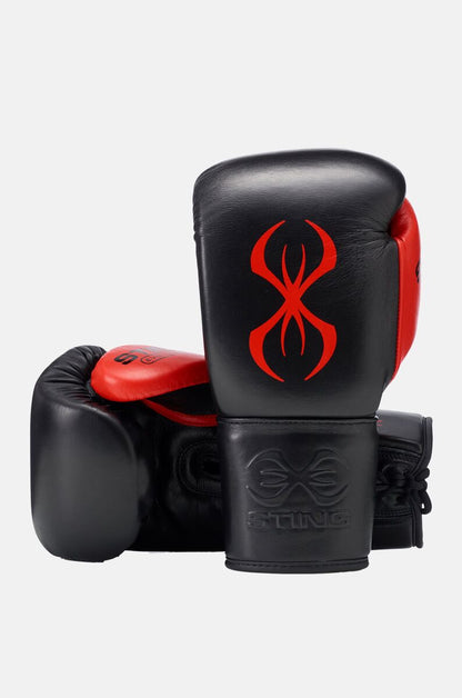STING Evolution Fight Glove Lace Up — Black/Red