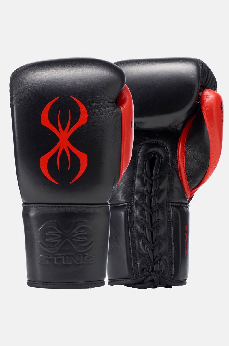 STING Evolution Fight Glove Lace Up — Black/Red