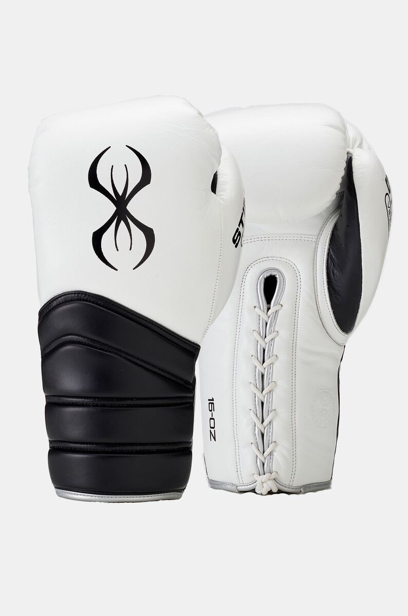 STING Viper X Boxing Gloves Lace Up — White/Black/Silver