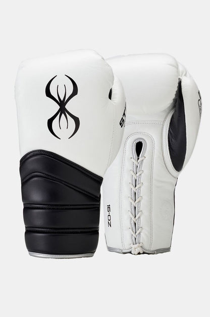 STING Viper X Boxing Gloves Lace Up — White/Black/Silver