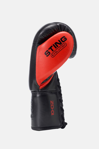 STING Evolution Fight Glove Lace Up — Black/Red