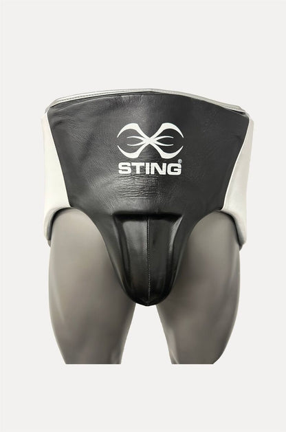 STING Pro Leather Abdominal Guard — White/Black/SIlver