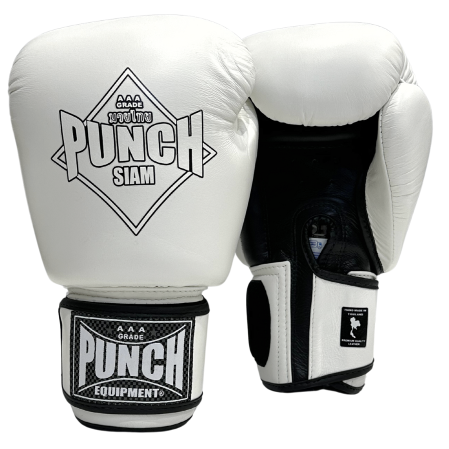 BOXING GLOVES - Siam™ - LEATHER - WHITE - 16OZ
