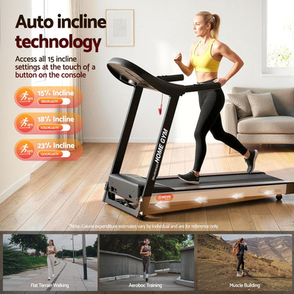 Everfit Treadmill Electric Auto Incline Home Gym Fitness Exercise Machine 450mm