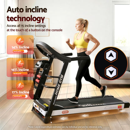 Everfit Treadmill Electric Home Gym Fitness Exercise Machine w/ Massager 450mm