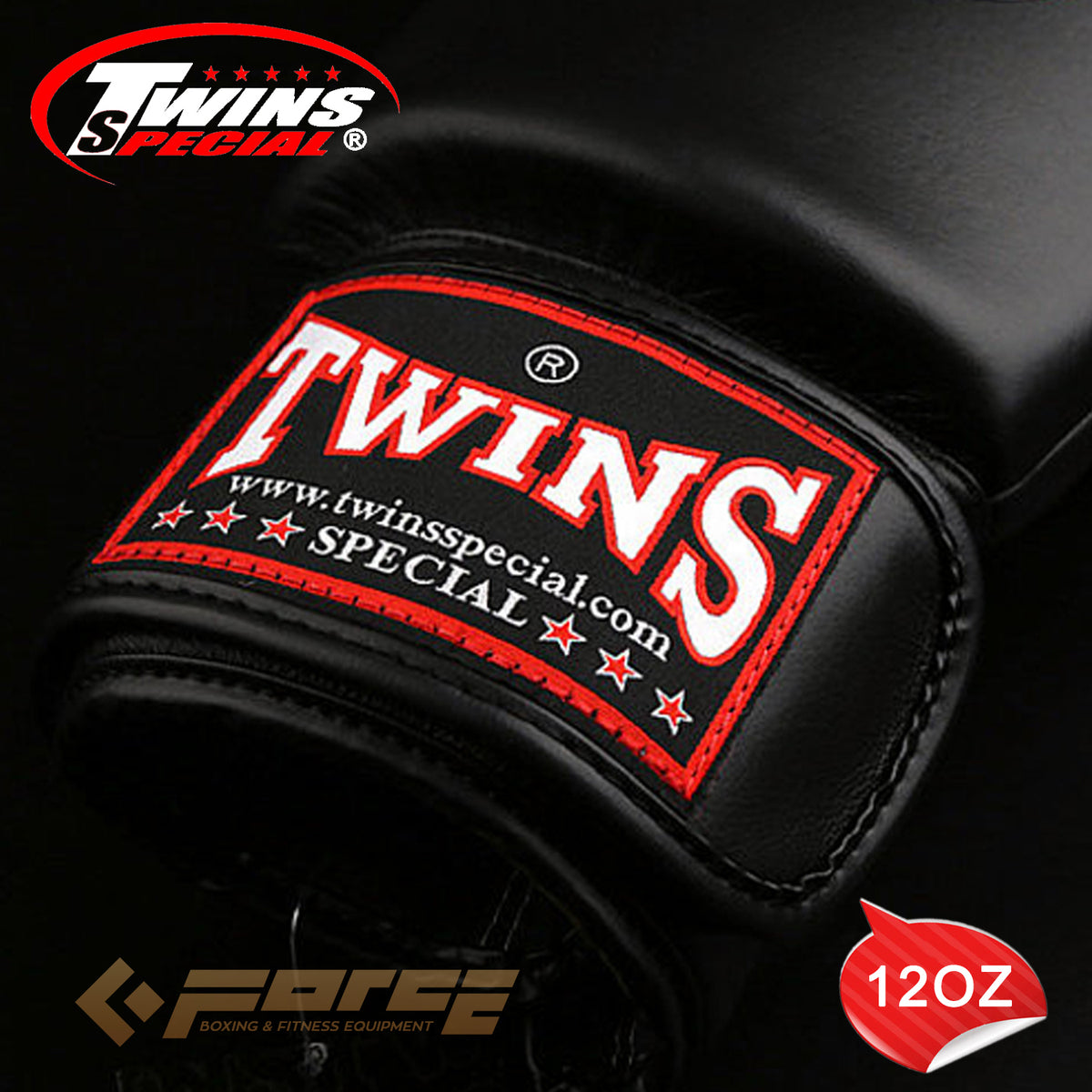 TWINS Pro Leather Boxing Gloves Black 12oz BGVL-3