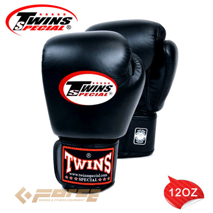 TWINS Pro Leather Boxing Gloves Black 12oz BGVL-3