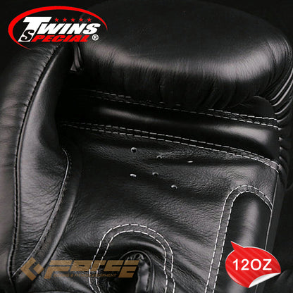 TWINS Pro Leather Boxing Gloves Black 12oz BGVL-3
