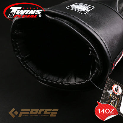 TWINS Pro Leather Boxing Gloves Black 14oz BGVL-3
