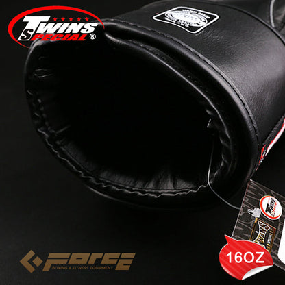 TWINS Pro Leather Boxing Gloves Black 16oz BGVL-3