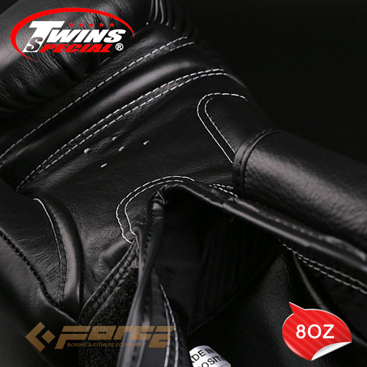 TWINS Pro Leather Boxing Gloves Black 8oz BGVL-3