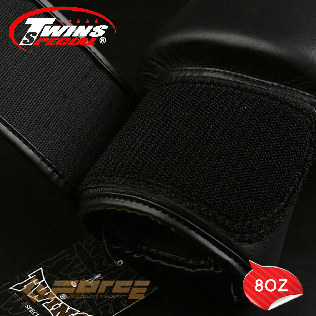 TWINS Pro Leather Boxing Gloves Black 8oz BGVL-3