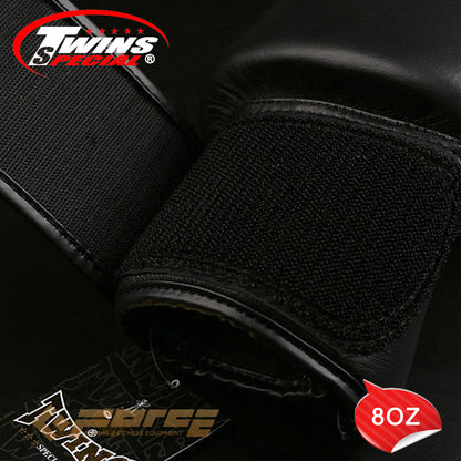 TWINS Pro Leather Boxing Gloves Black 8oz BGVL-3