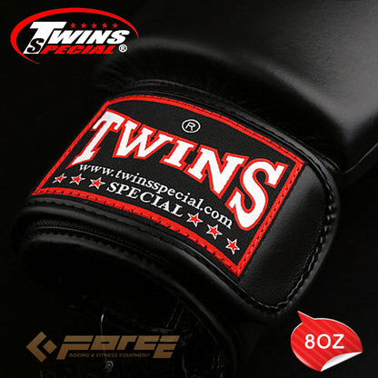 TWINS Pro Leather Boxing Gloves Black 8oz BGVL-3