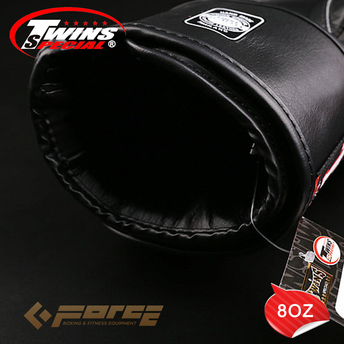 TWINS Pro Leather Boxing Gloves Black 8oz BGVL-3