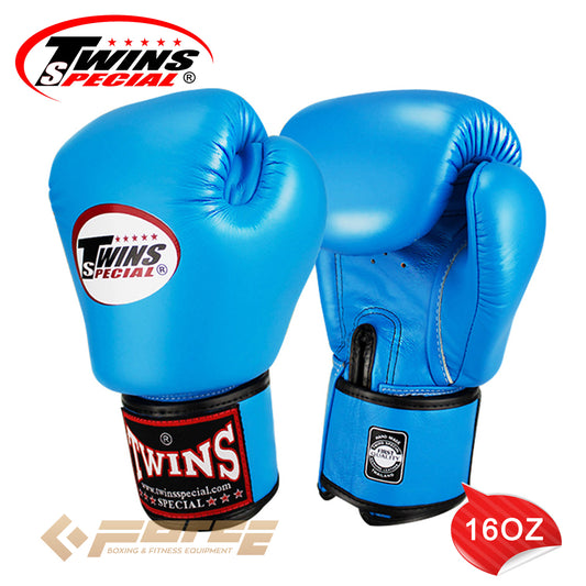 TWINS Pro Leather Boxing Gloves Blue 16oz BGVL-3