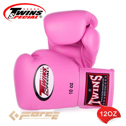 TWINS Pro Leather Boxing Gloves Pink 12oz BGVL-3