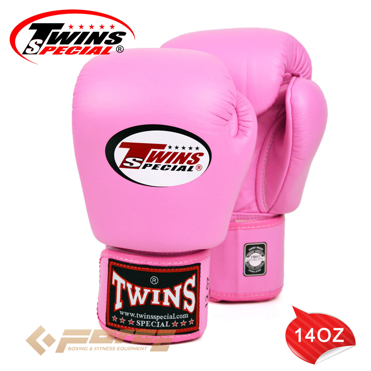 TWINS Pro Leather Boxing Gloves Pink 14oz BGVL-3