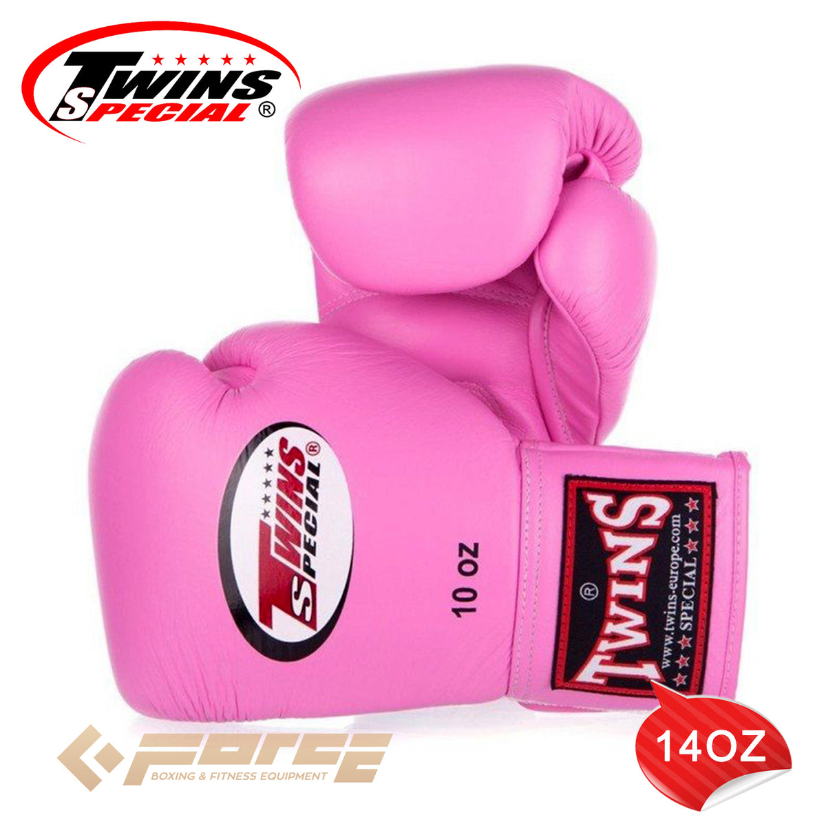 TWINS Pro Leather Boxing Gloves Pink 14oz BGVL-3