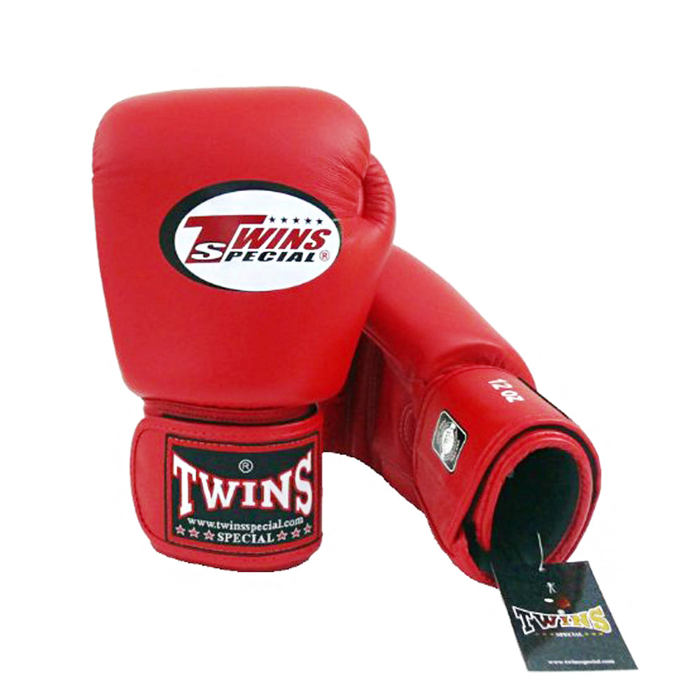 TWINS Pro Leather Boxing Gloves Red 12oz BGVL-3