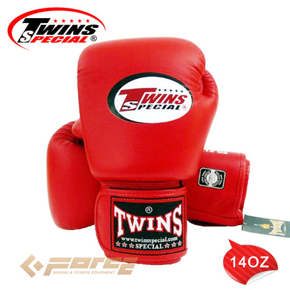 TWINS Pro Leather Boxing Gloves Red 14oz BGVL-3