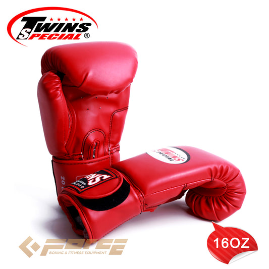 TWINS Pro Leather Boxing Gloves Red 16oz BGVL-3
